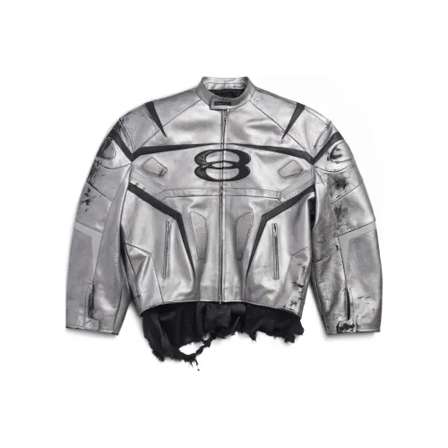 BALENCIAGA Серебряный Унисекс Кожаные куртки