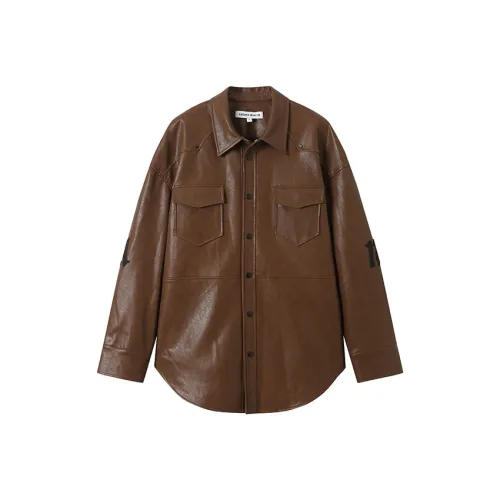 ANDREA MARTIN Кожа Куртка Унисекс Кофе