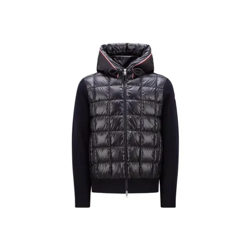 Moncler FW23 Утепленный Шерстяной Толстовка Пуховик Мужской Морской Синий