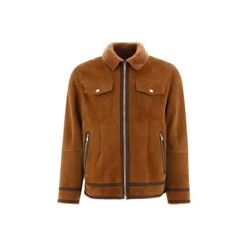 BRUNELLO CUCINELLI Коричневый Мужская Кожаная Куртка