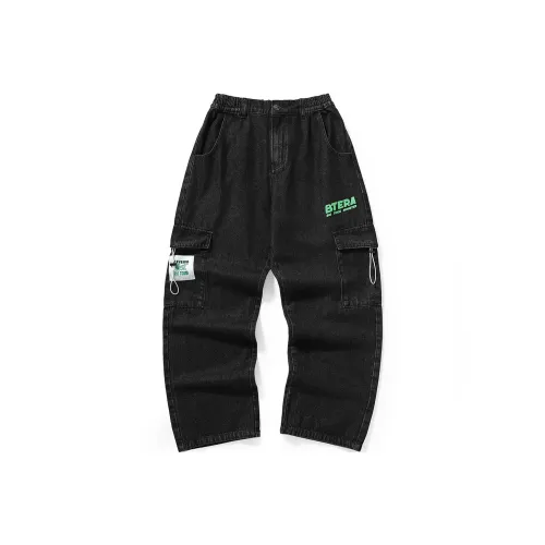 BT Прямой крой Брюки Джинсы Унисекс Черный