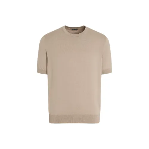 Ermenegildo Zegna Светлый тауп Мужская T-рубашка