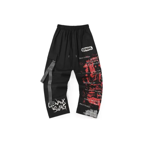 GENANX Прямой крой Брюки Повседневные Унисекс Черный