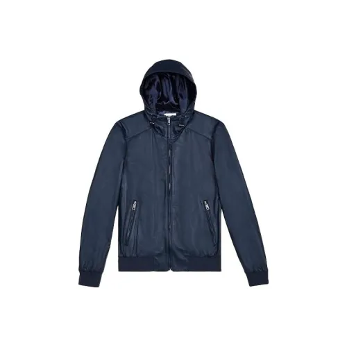 BALLY Кожа Куртка Мужская Темно-синяя