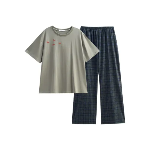 Same Language Пижамный комплект Женские Армейский зеленый · Океанский бирюзовый Клетчатый
