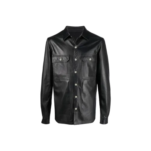 RICK OWENS совместный бренд Черные мужские кожаные куртки