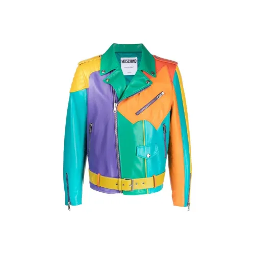 MOSCHINO Многоцветные Мужские Кожаные Куртки