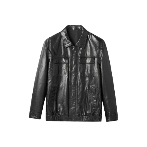 SINBOS Черные Мужские Кожаные Куртки