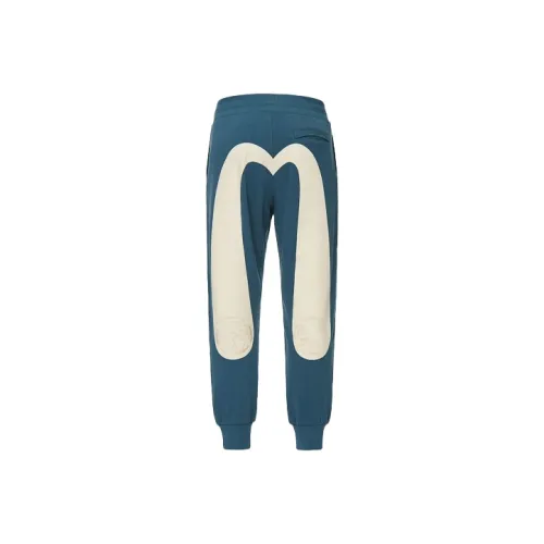 EVISU Вязаные спортивные брюки мужские темно-синий