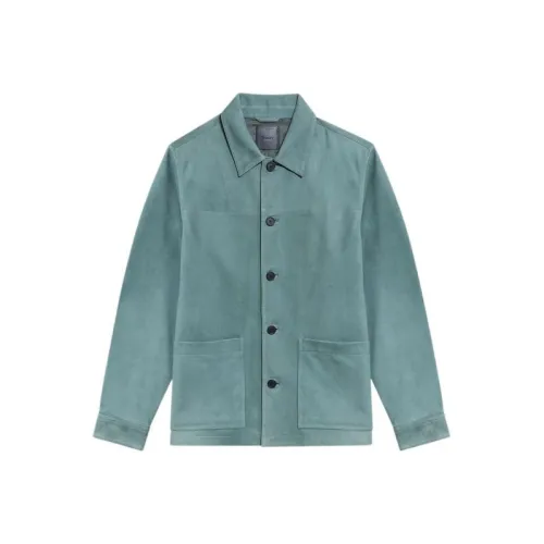 THEORY Светло-зеленый Мужская Кожаная Куртка