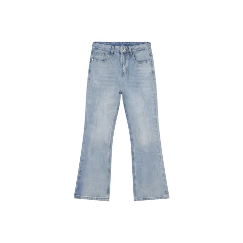 Voguo Relay Однотонный Джинсы Унисекс Винтаж Синий