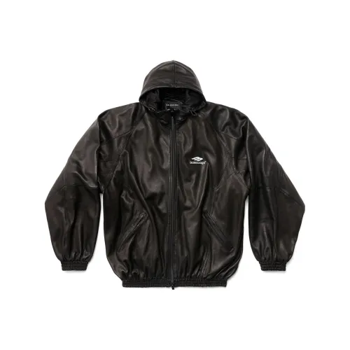 Balenciaga Кожа Куртка Свободного кроя Унисекс Черная