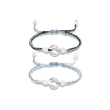 S990 Серебряный-Галактический Huan Кольцо Браслет-шнурок 1 пара (Синий+Черный)