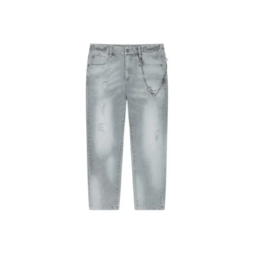 DAVID NAMAN Серый Мужской Джинсы