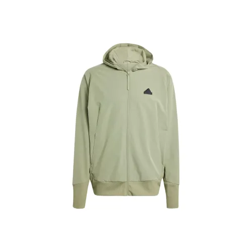 Adidas Z.N.E. Вязаные ткани Full Zip С капюшоном TRACK TOP Куртки Пальто Мужской TENT Зеленый