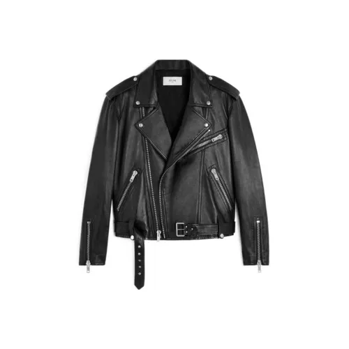 CELINE DYSFUNCTIONAL BAUHAUS Мужские коллекции Кожа Куртка Мужская Черная