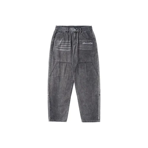 MEDRIA Джинсы Унисекс Пэчворк Черный и Серый Цвет