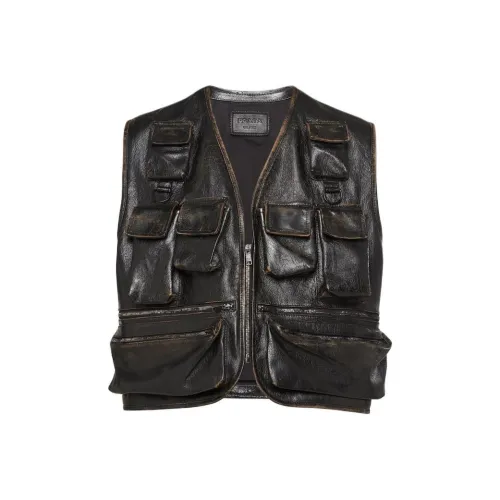 PRADA Кожа Куртка Мужская Черная