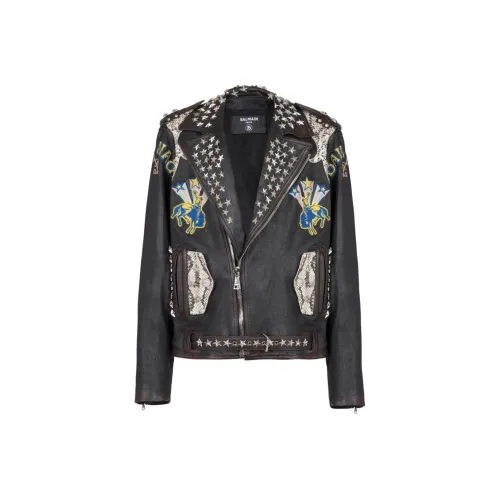 BALMAIN Черные Мужские Кожаные Куртки