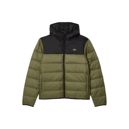LACOSTE Хлопковый пуховик мужской хаки зеленый