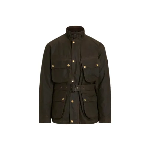 Polo Ralph Lauren SS24 Oilcloth Байкер Куртка Куртки и Пальто Мужской Армейский Зеленый