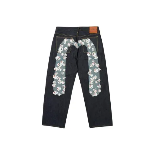 Дворцовый X EVISU Co Фирменные черные унисекс джинсы