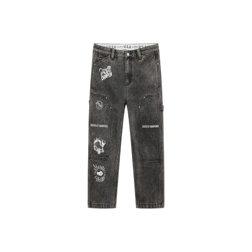 EVERLAST Прямой крой Брюки Джинсы Унисекс Черный