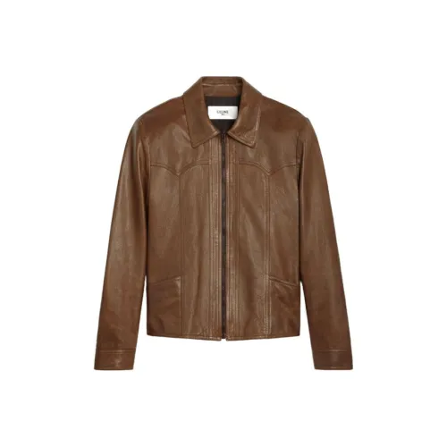 CELINE FW23 Кожа Куртка Мужская Коричневая