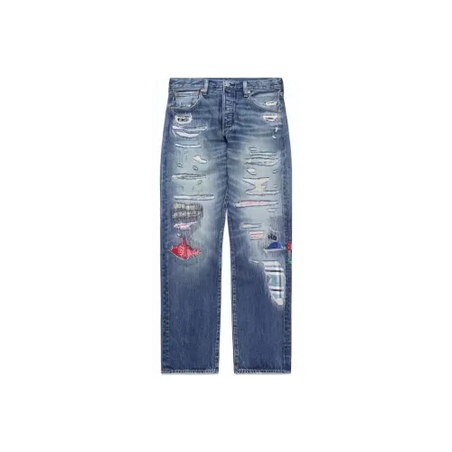Levi's Levis x CLOT Co Бренд Джинсы Унисекс Синий Серый