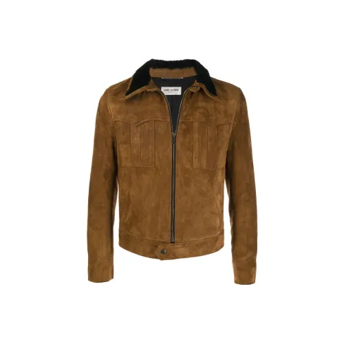 SAINT LAURENT SS23 Кожа Куртка Куртка Мужская Коричневая