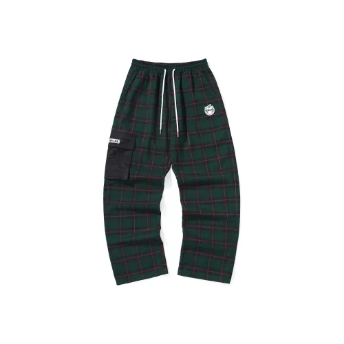 GENANX Зеленая клетка Унисекс Брюки карго