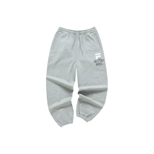 FILA FUSION TOKYO STUDIO Вязаные тренировочные брюки Мужские Сливочно-вересковый Серый