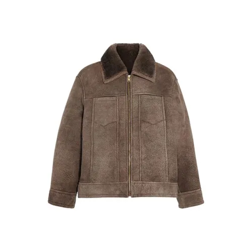 COACH Кожа Куртка Мужская Коричневая