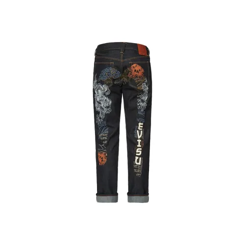 EVISU SS22 Джинсы Мужские Джинсовый Синий
