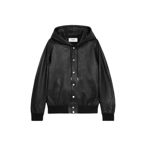CELINE SS24 Кожа Куртка Мужская Черная