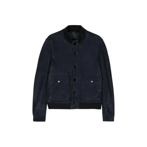 TOM FORD SS24 Кожаная куртка мужская морской синий