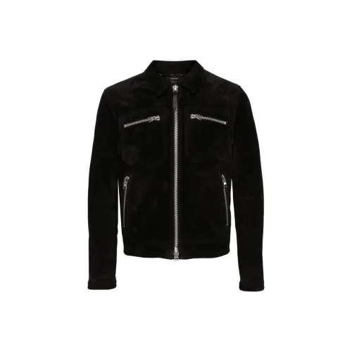 TOM FORD FW23 Кожа Куртка Мужская Черная