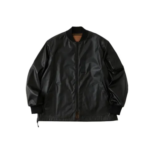 White Mountaineering Черные Мужские Кожаные Куртки