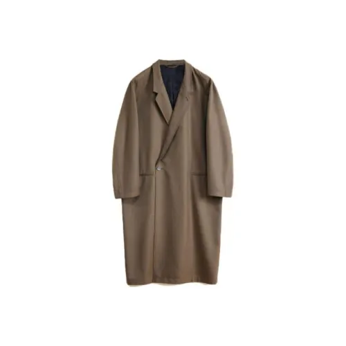 Lemaire Асимметричное пальто POLY шерсть саржа тренчкот мужской коричневый