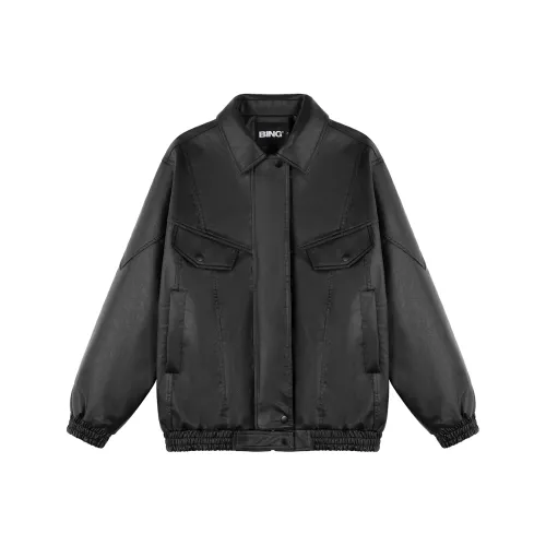 BING Кожа Куртка Унисекс Черный