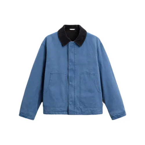 ZARA Новогодний промытый синий мужской куртки