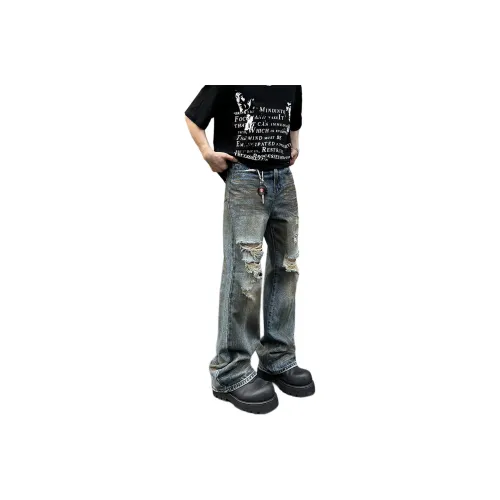 Pirkadat Джинсы Унисекс Винтаж Синий