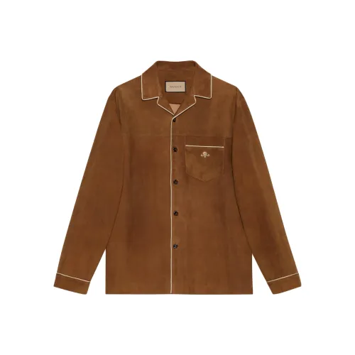 GUCCI FW23 Кожа Куртка Мужская Коричневая