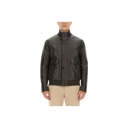 Brioni Черные Мужские Кожаные Куртки