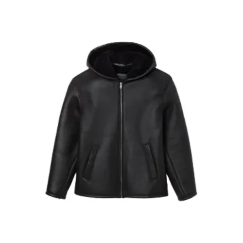 Sandro Кожа Куртка Мужская Черная