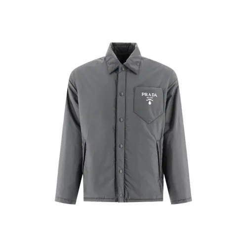 PRADA Серый Мужской Пуховик