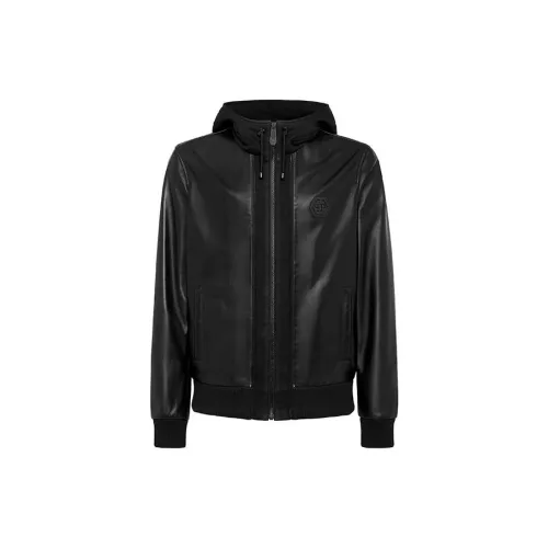 PHILIPP PLEIN Черные Мужские Кожаные Куртки