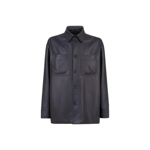 FENDI Кожа Куртка Мужская Синяя