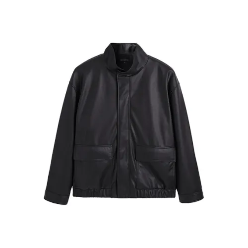 PEACEBIRD MEN Воротник-стойка Винтаж PU кожа Куртка Мужская