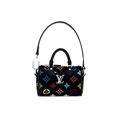 LOUIS VUITTON Takashi Murakami Коллаборация MICRO STEAMERBoite Bijou Canvas Сумка Женская Черная